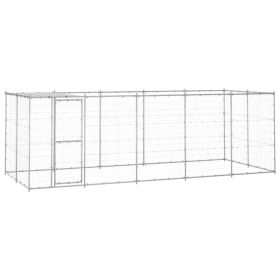 Outdoor Dog Kennel Galvanized Steel with Roof 130.2 ft²