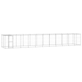 Outdoor Dog Kennel Galvanized Steel with Roof 286.5 ft²