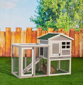 48 in. Large Chicken Coop Wooden Rabbit Hutch Gray