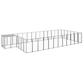 Dog Kennel Black 247.5 ft² Steel