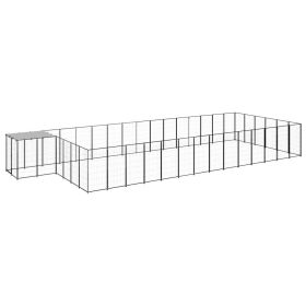 Dog Kennel Black 286.5 ft² Steel