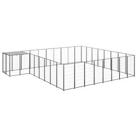 Dog Kennel Black 221.4 ft² Steel