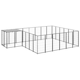 Dog Kennel Black 130.2 ft² Steel