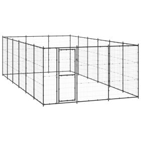 Outdoor Dog Kennel Steel 234.4 ft² (Color: Black)