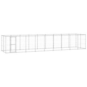 Outdoor Dog Kennel Galvanized Steel 234.4 ft² (Color: silver)