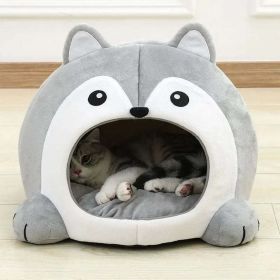 Cartoon Fox Theme Pet House (Color: Gray and White, size: L)