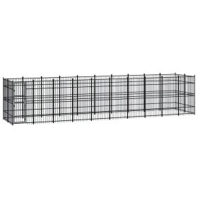 Outdoor Dog Kennel Steel 198.4 ft² (Color: Black)