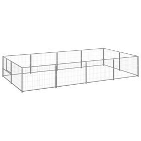 Dog Kennel Silver 86.1 ft² Steel (Color: silver)