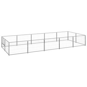 Dog Kennel Silver 107.6 ft² Steel (Color: silver)