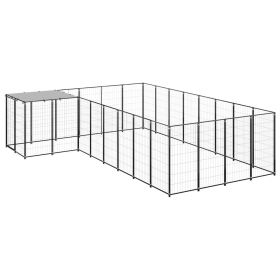 Dog Kennel Black 117.2 ft² Steel (Color: Black)