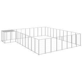 Dog Kennel Silver 273.5 ft² Steel (Color: silver)