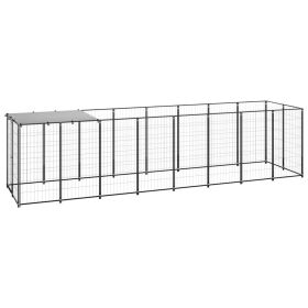 Dog Kennel Black 52.1 ft² Steel (Color: Black)