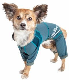 Dog Helios 'Namastail' Lightweight 4-Way Stretch Breathable Full Bodied Performance Yoga Dog Hoodie Tracksuit (Color: Blue, size: X-Large)