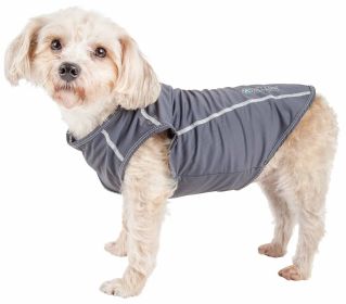 Pet Life Active 'Racerbark' 4-Way Stretch Performance Active Dog Tank Top T-Shirt (Color: Grey, size: large)