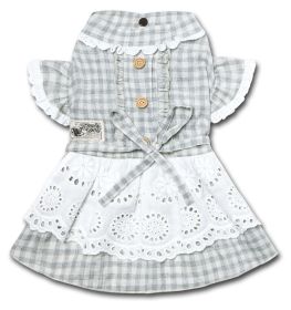 Touchdog 'I love Poochi' Classical Fashion Plaid Dog Dress (Color: Grey, size: medium)