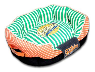 Touchdog Neutral-Striped Ultra-Plush Rectangular Rounded Designer Dog Bed (size: medium)