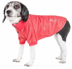 Pet Life Active 'Fur-Flexed' Relax-Stretch Wick-Proof Performance Dog Polo T-Shirt (Color: Red, size: large)