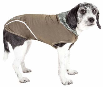 Pet Life Active 'Pull-Rover' Premium 4-Way Stretch Two-Toned Performance Sleeveless Dog T-Shirt Tank Top Hoodie (Color: Green, size: X-Small)