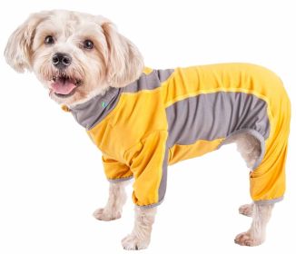 Pet Life Active 'Warm-Pup' Heathered Performance 4-Way Stretch Two-Toned Full Body Warm Up (Color: Orange, size: X-Large)