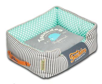 Touchdog Polka-Striped Polo Easy Wash Rectangular Fashion Dog Bed (size: medium)