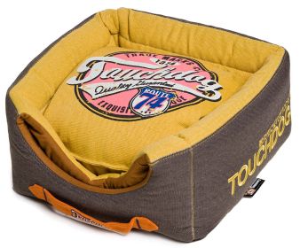 Touchdog Convertible and Reversible Vintage Printed Squared 2-in-1 Collapsible Dog House Bed (SKU: PB31YLLG)