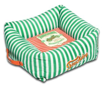 Touchdog Neutral-Striped Ultra-Plush Easy Wash Squared Designer Dog Bed (size: large)