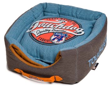 Touchdog Convertible and Reversible Vintage Printed Squared 2-in-1 Collapsible Dog House Bed (SKU: PB31LBLLG)